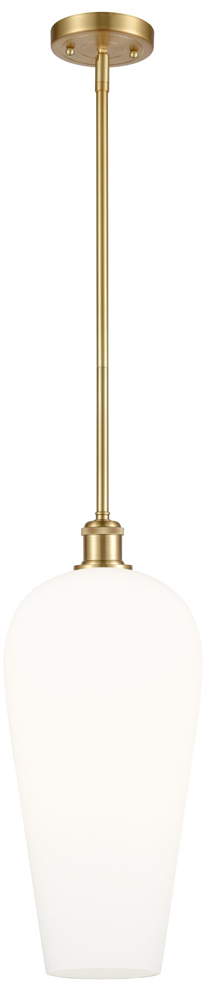 Ballston Chelsea 8" Wide Satin Gold Stem Hung Mini Pendant with White Shade