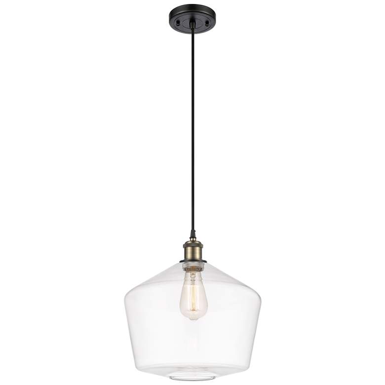 Image 1 Ballston Cindyrella 12" Wide Black Brass Corded Mini Pendant w/ Clear