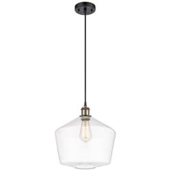 Ballston Cindyrella 12" Wide Black Brass Corded Mini Pendant w/ Clear