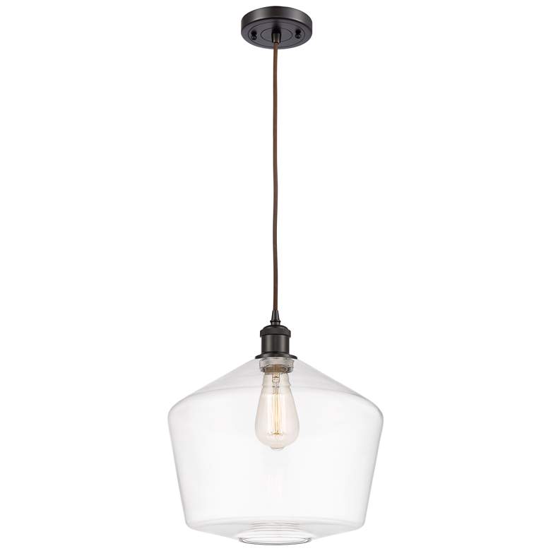 Image 1 Ballston Cindyrella 12" Wide Bronze Corded Mini Pendant w/ Clear Shade