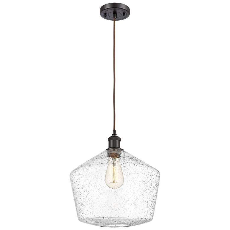 Image 1 Ballston Cindyrella 12" Wide Bronze Corded Mini Pendant w/ Seedy Shade