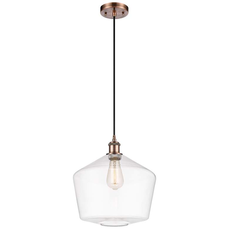 Image 1 Ballston Cindyrella 12" Wide Copper Corded Mini Pendant w/ Clear Shade
