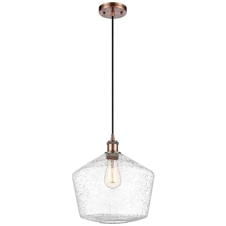 Image 1 Ballston Cindyrella 12" Wide Copper Corded Mini Pendant w/ Seedy Shade