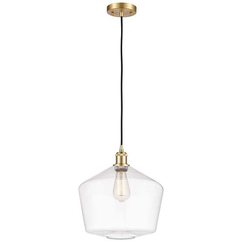 Image 1 Ballston Cindyrella 12" Wide Satin Gold Corded Mini Pendant w/ Clear S