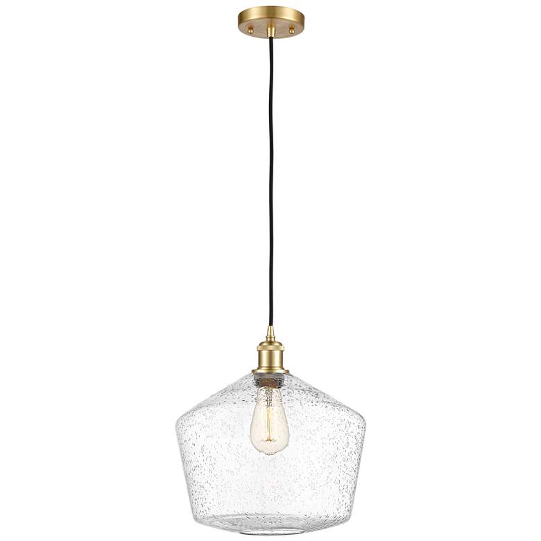 Image 1 Ballston Cindyrella 12" Wide Satin Gold Corded Mini Pendant w/ Seedy S