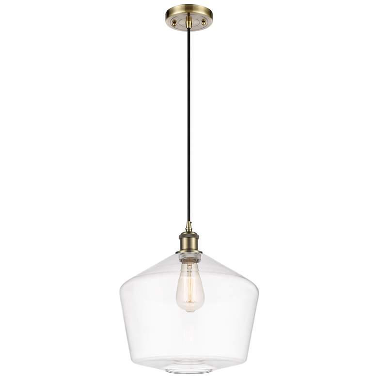 Image 1 Ballston Cindyrella 12"W Antique Brass Corded Mini Pendant w/ Clear Sh