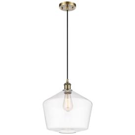 Ballston Cindyrella 12"W Antique Brass Corded Mini Pendant w/ Clear Sh Ballston Cindyrella 12"W Antique Brass Corded Mini Pendant w/ Clear Sh