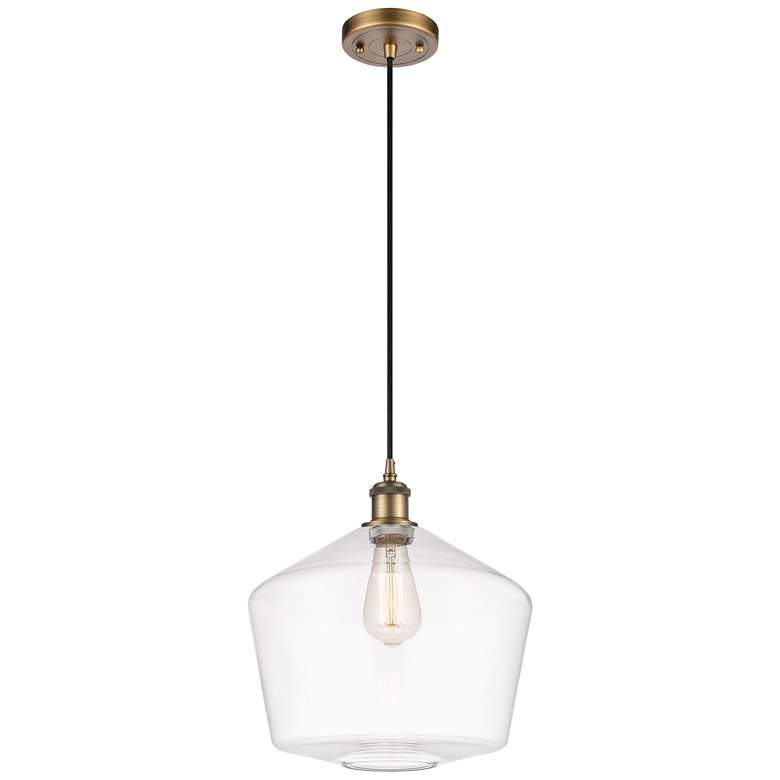 Image 1 Ballston Cindyrella 12"W Brushed Brass Corded Mini Pendant w/ Clear Sh