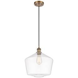 Ballston Cindyrella 12"W Brushed Brass Corded Mini Pendant w/ Clear Sh