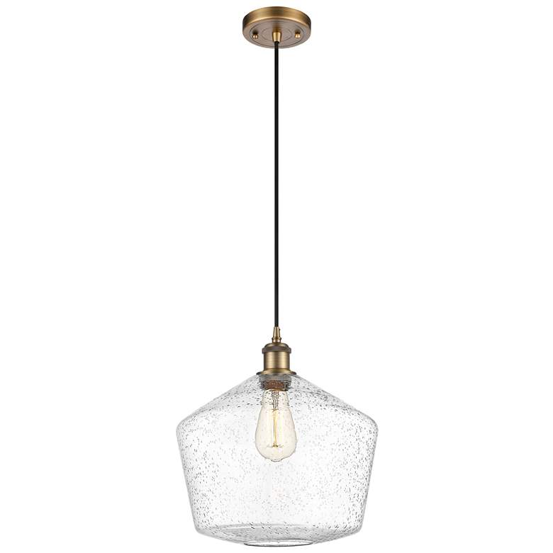 Image 1 Ballston Cindyrella 12"W Brushed Brass Corded Mini Pendant w/ Seedy Sh