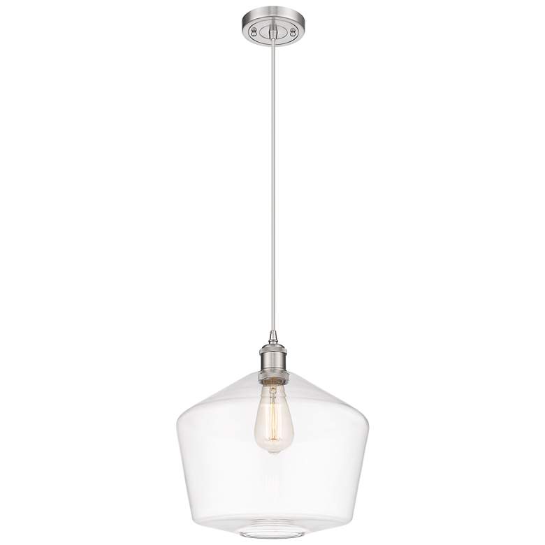 Image 1 Ballston Cindyrella 12"W Brushed Nickel Corded Mini Pendant w/ Clear S