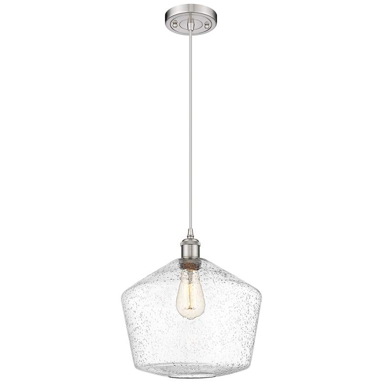 Image 1 Ballston Cindyrella 12"W Brushed Nickel Corded Mini Pendant w/ Seedy S