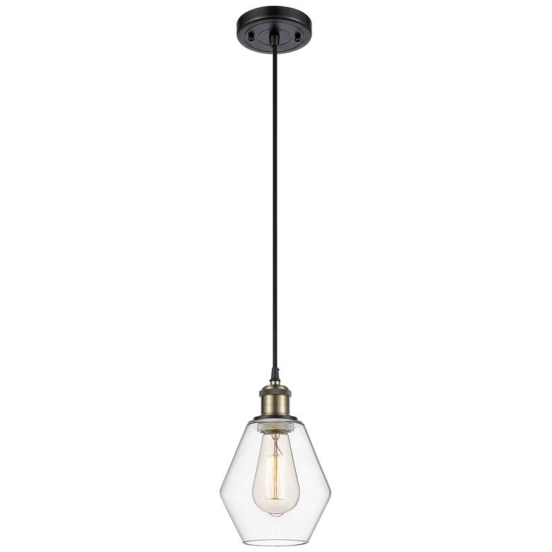 Image 1 Ballston Cindyrella 6" Wide Black Brass Corded Mini Pendant w/ Clear S