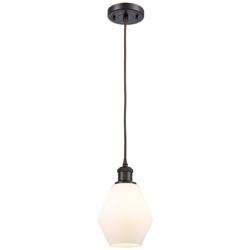 Ballston Cindyrella 6" Wide Bronze Corded Mini Pendant w/ Cased White