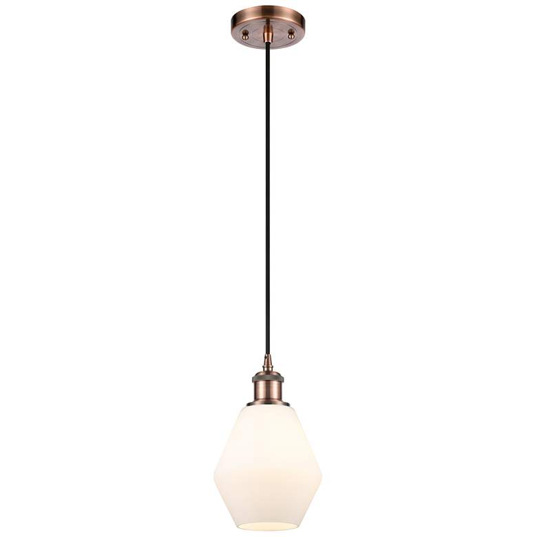 Image 1 Ballston Cindyrella 6" Wide Copper Corded Mini Pendant w/ Cased White