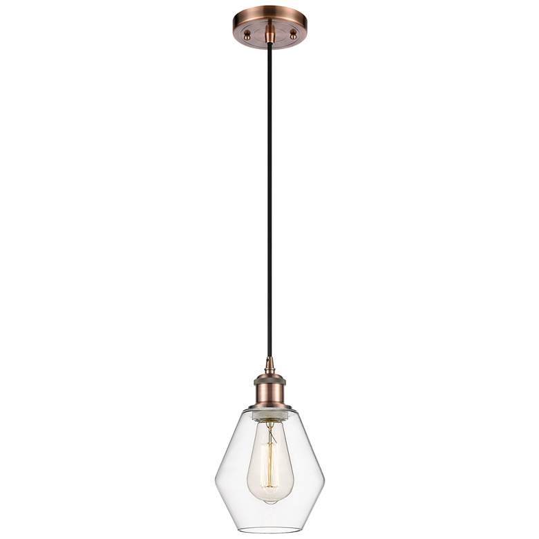 Image 1 Ballston Cindyrella 6" Wide Copper Corded Mini Pendant w/ Clear Shade