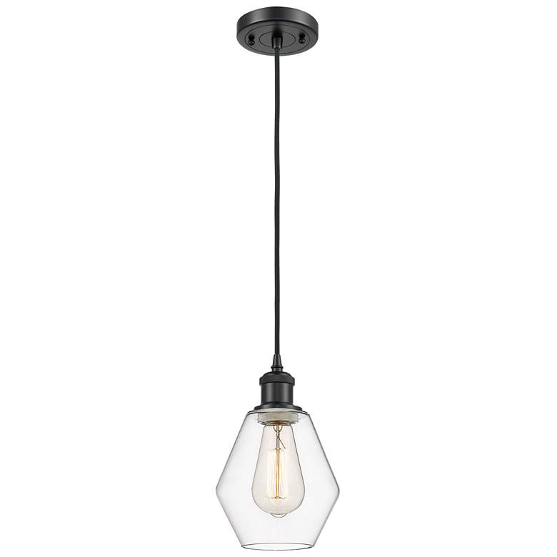 Image 1 Ballston Cindyrella 6" Wide Matte Black Corded Mini Pendant w/ Clear S