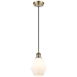 Ballston Cindyrella 6"W Antique Brass Corded Mini Pendant Cased White