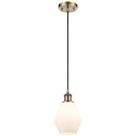 Ballston Cindyrella 6"W Antique Brass Corded Mini Pendant Cased White Ballston Cindyrella 6"W Antique Brass Corded Mini Pendant Cased White