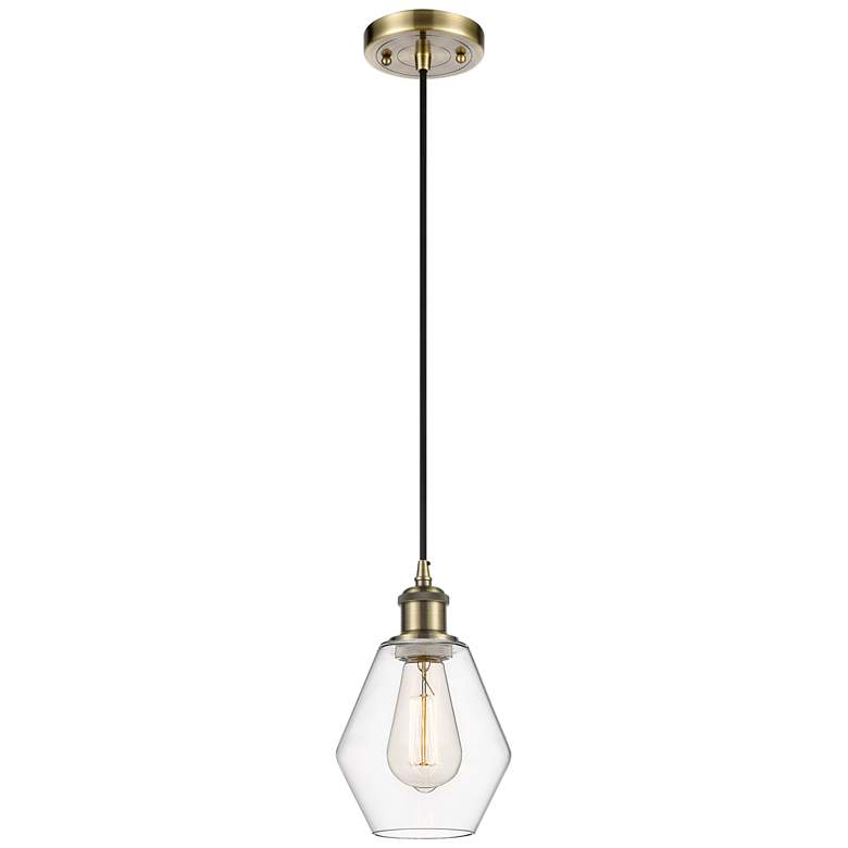 Image 1 Ballston Cindyrella 6"W Antique Brass Corded Mini Pendant w/ Clear Sha