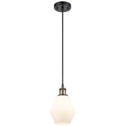Ballston Cindyrella 6"W Black Brass Corded Mini Pendant Cased White Sh