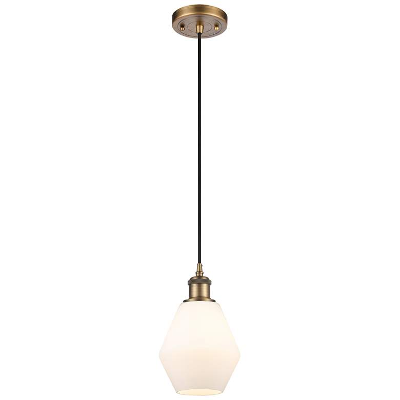 Image 1 Ballston Cindyrella 6"W Brushed Brass Corded Mini Pendant Cased White