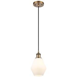 Ballston Cindyrella 6"W Brushed Brass Corded Mini Pendant Cased White