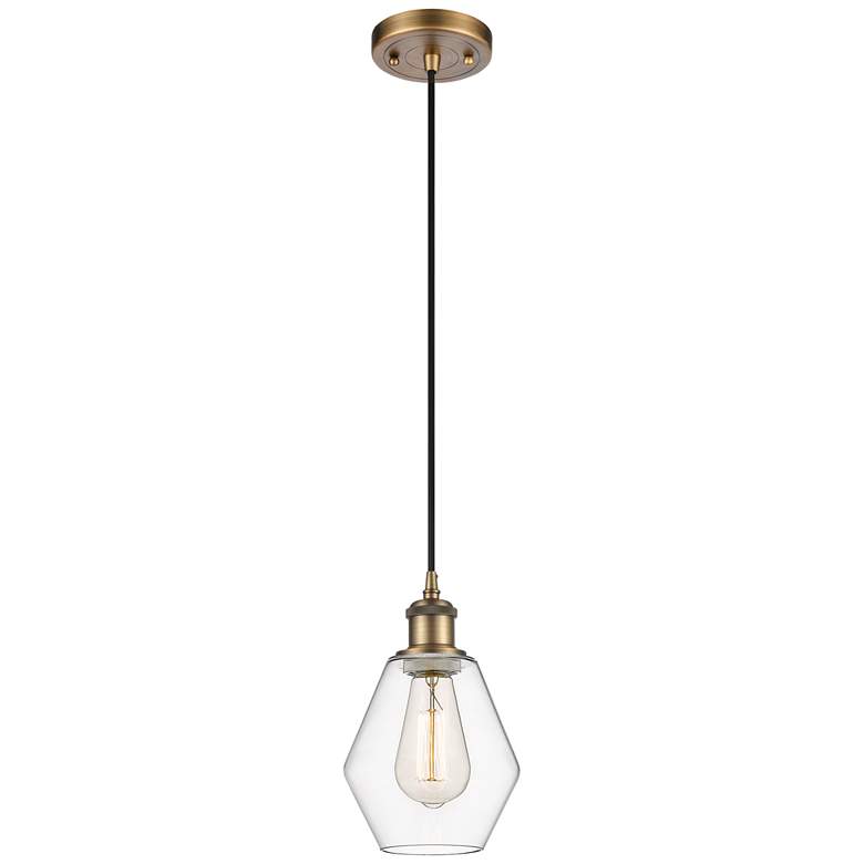 Image 1 Ballston Cindyrella 6"W Brushed Brass Corded Mini Pendant w/ Clear Sha