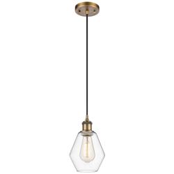 Ballston Cindyrella 6"W Brushed Brass Corded Mini Pendant w/ Clear Sha
