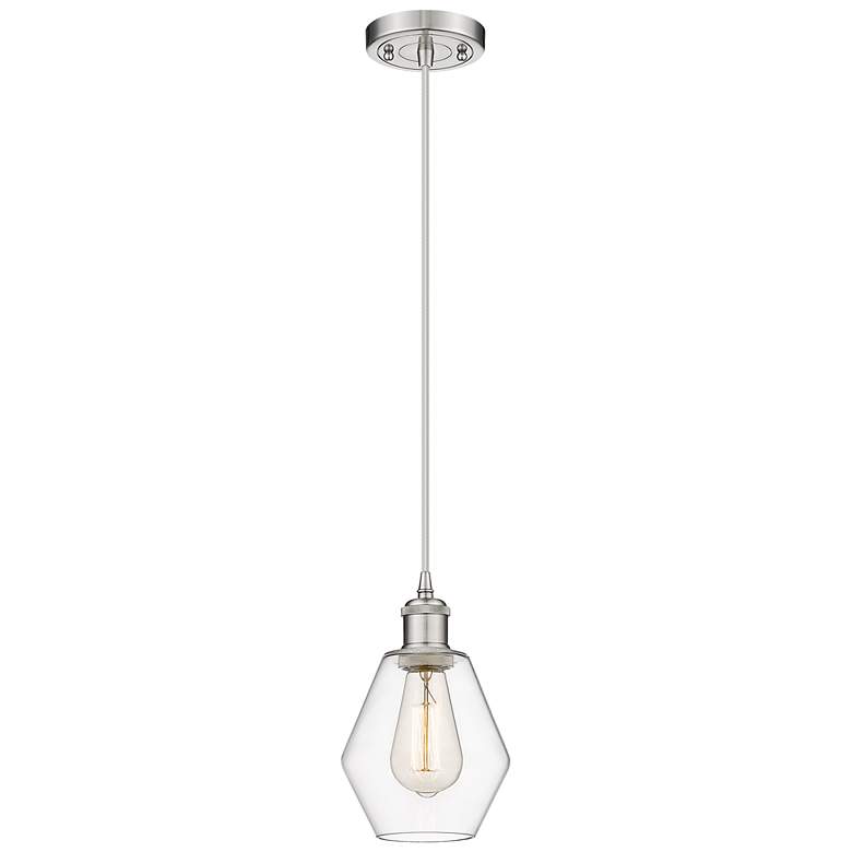 Image 1 Ballston Cindyrella 6"W Brushed Nickel Corded Mini Pendant w/ Clear Sh