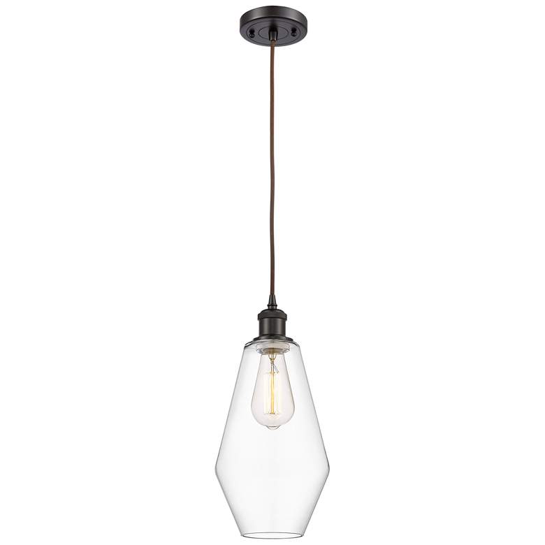 Image 1 Ballston Cindyrella 7" Wide Bronze Corded Mini Pendant w/ Clear Shade