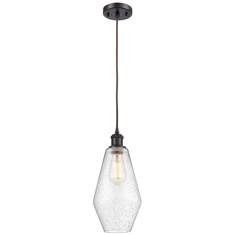 Image 1 Ballston Cindyrella 7" Wide Bronze Corded Mini Pendant w/ Seedy Shade