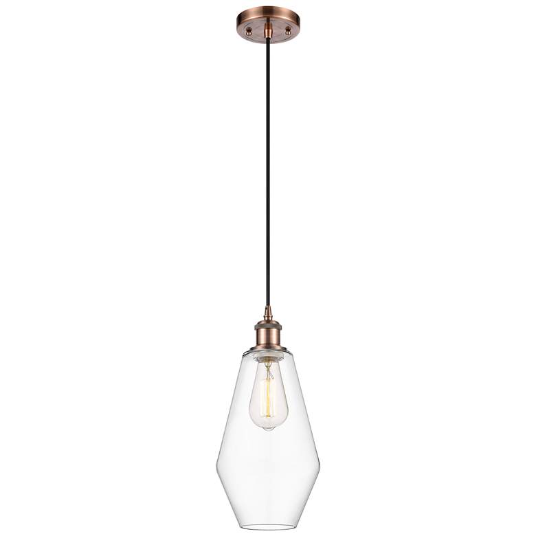 Image 1 Ballston Cindyrella 7" Wide Copper Corded Mini Pendant w/ Clear Shade