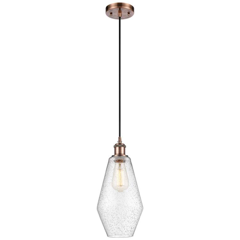 Image 1 Ballston Cindyrella 7" Wide Copper Corded Mini Pendant w/ Seedy Shade