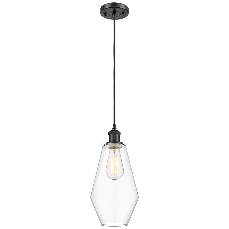 Image 1 Ballston Cindyrella 7" Wide Matte Black Corded Mini Pendant w/ Clear S