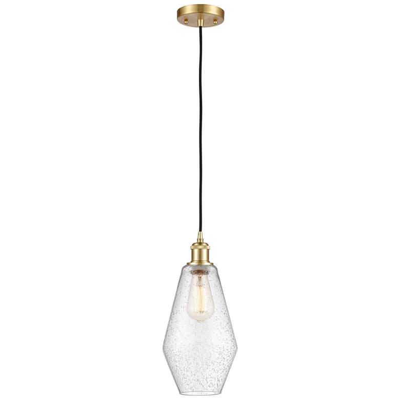 Image 1 Ballston Cindyrella 7" Wide Satin Gold Corded Mini Pendant w/ Seedy Sh