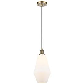 Ballston Cindyrella 7"W Antique Brass Corded Mini Pendant Cased White Ballston Cindyrella 7"W Antique Brass Corded Mini Pendant Cased White