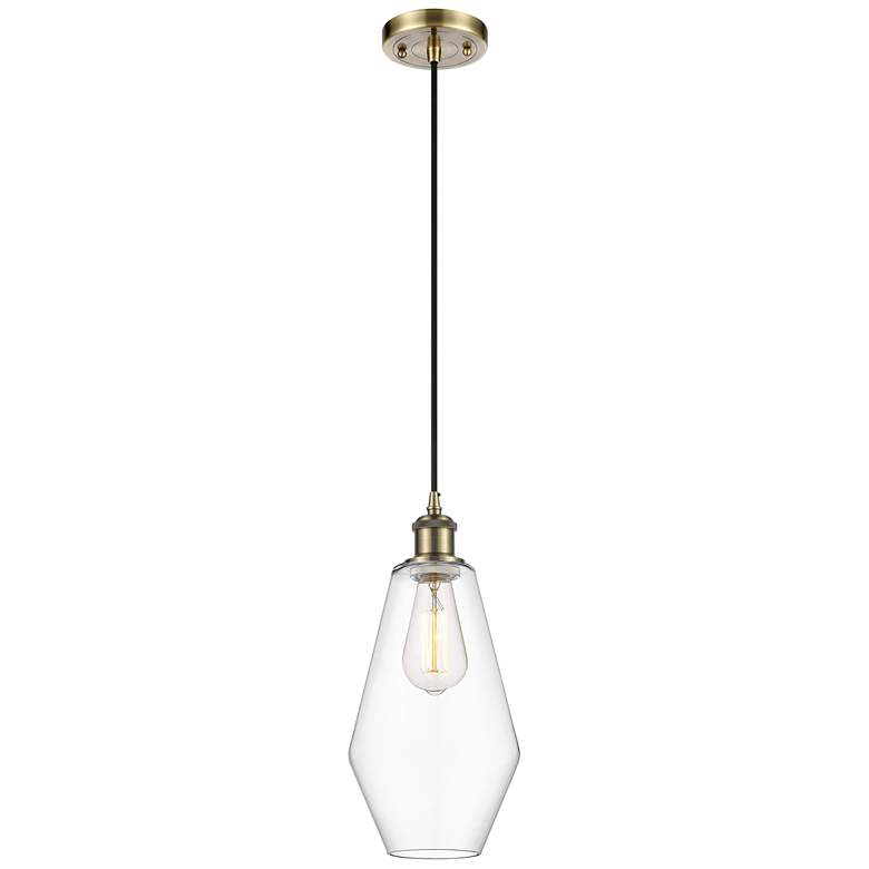 Image 1 Ballston Cindyrella 7"W Antique Brass Corded Mini Pendant w/ Clear Sha