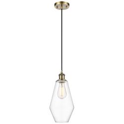 Ballston Cindyrella 7"W Antique Brass Corded Mini Pendant w/ Clear Sha