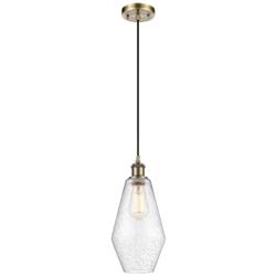 Ballston Cindyrella 7"W Antique Brass Corded Mini Pendant w/ Seedy Sha