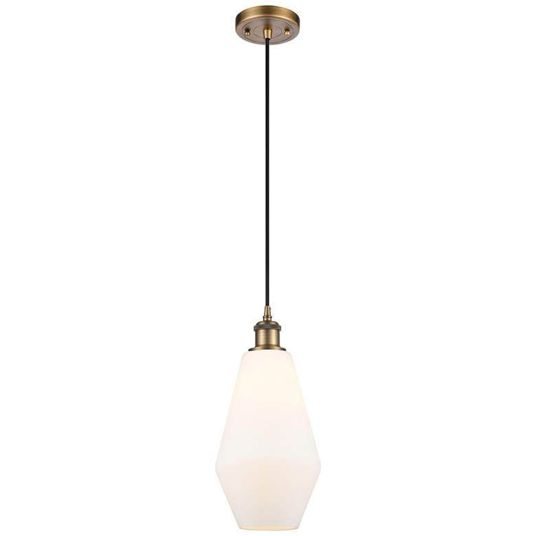 Image 1 Ballston Cindyrella 7"W Brushed Brass Corded Mini Pendant Cased White