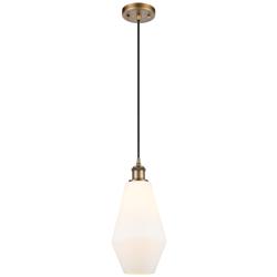 Ballston Cindyrella 7"W Brushed Brass Corded Mini Pendant Cased White