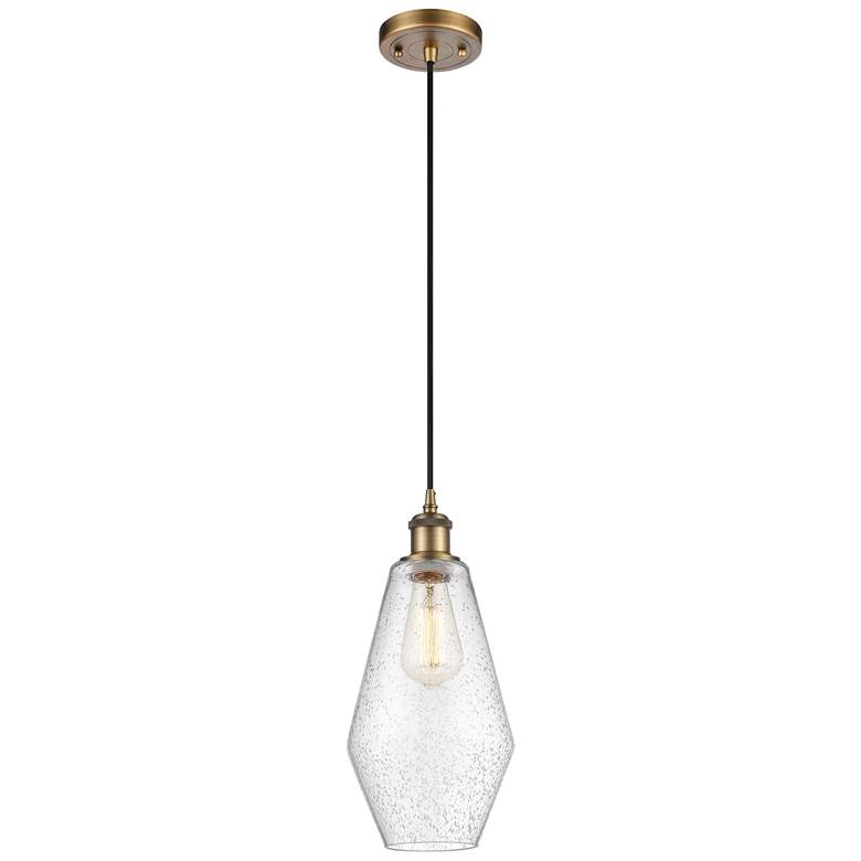 Image 1 Ballston Cindyrella 7"W Brushed Brass Corded Mini Pendant w/ Seedy Sha
