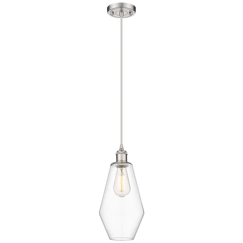 Image 1 Ballston Cindyrella 7"W Brushed Nickel Corded Mini Pendant w/ Clear Sh