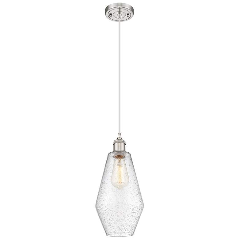 Image 1 Ballston Cindyrella 7"W Brushed Nickel Corded Mini Pendant w/ Seedy Sh
