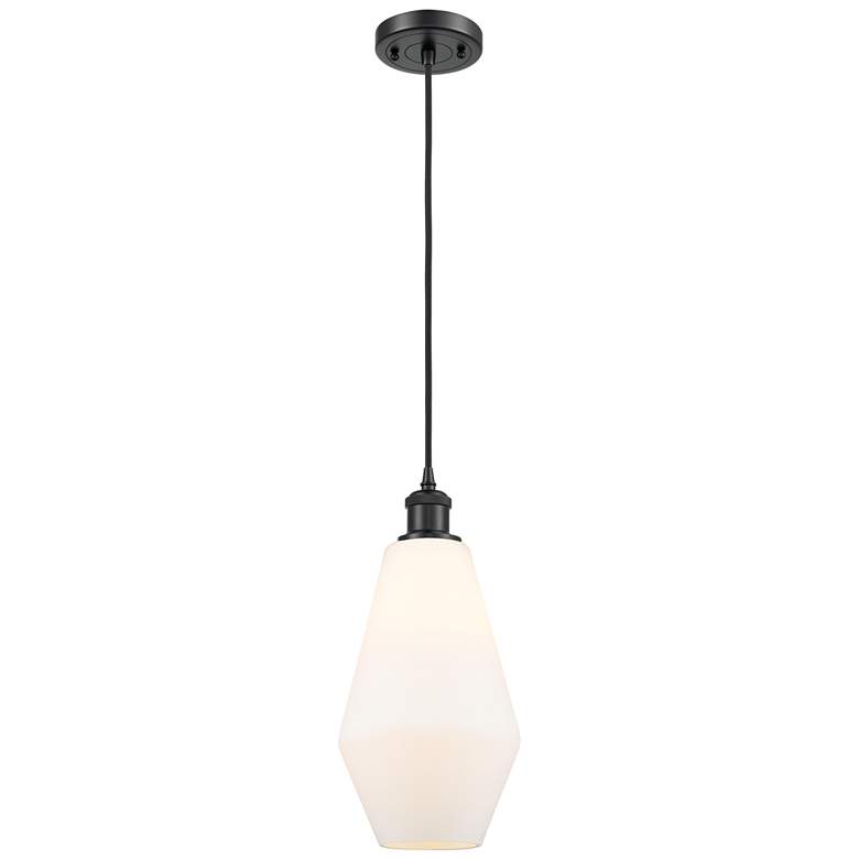Image 1 Ballston Cindyrella 7"W Matte Black Corded Mini Pendant Cased White Sh