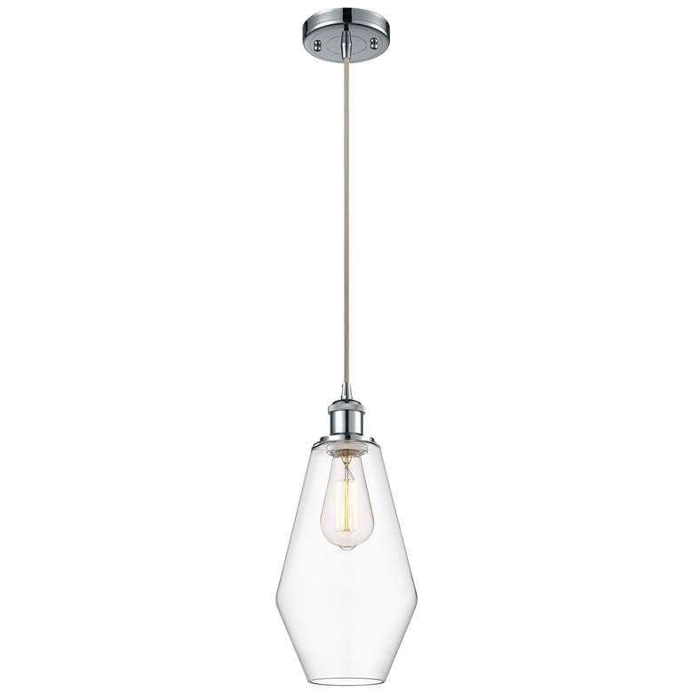 Image 1 Ballston Cindyrella 7"W Polished Chrome Corded Mini Pendant w/ Clear S