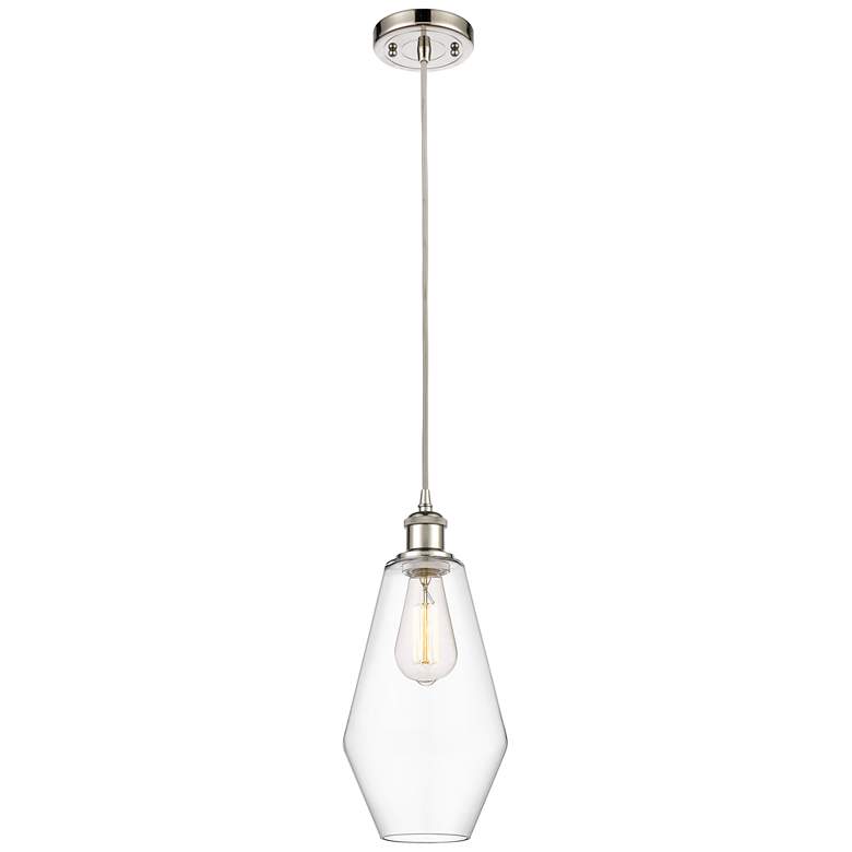 Image 1 Ballston Cindyrella 7"W Polished Nickel Corded Mini Pendant w/ Clear S