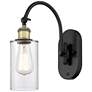 Ballston Clymer 5" Incandescent Sconce - Black Brass Finish - Clear Sh