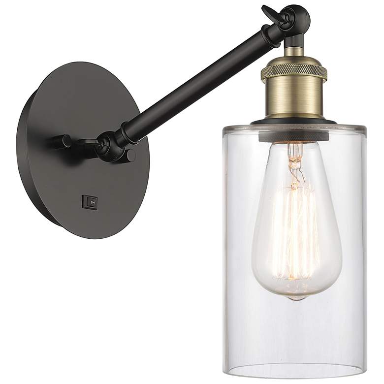 Image 1 Ballston Clymer 5 inch Incandescent Sconce - Black Brass Finish - Clear Sh